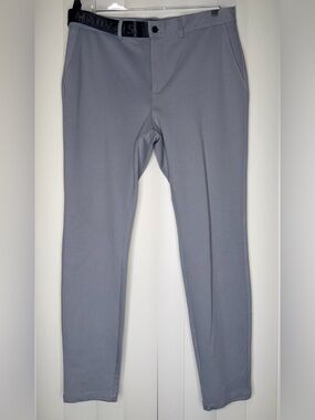 Mauvais Pants Mens 32x27 Gray Signature Studio Half Belt Slim Dress Trousers